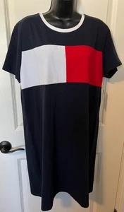 NWT TOMMY HILFIGER DRESS XL COLOR BLOCK COMFY NAVY BLUE RED WHITE LOGO T-SHIRT - Picture 1 of 4