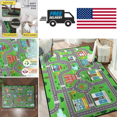 Alfombra de juego alfombra de coche 59x39 pulgadas diseño educativo ciudad uso en interiores antideslizante Foto 1 de 4