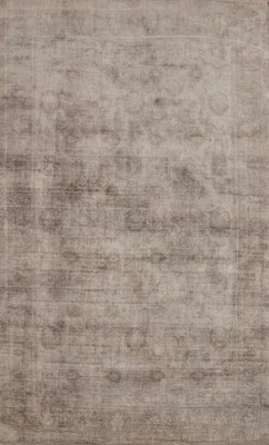 Handmade Transitional Oushak Area Rug 7x10 Ft Gray Silk Carpet Bedroom Rug - Image 1 of 4