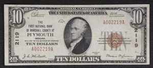 Ch. 2119 1929 Ty. I $10 First National Bank of Marshall County at Plymouth, IN * - Picture 1 of 3