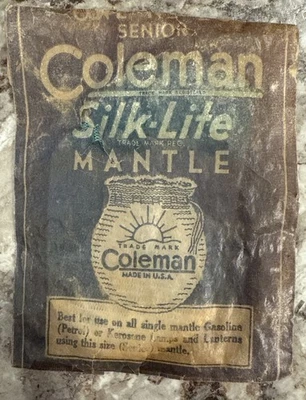 NOS Vintage Coleman Silk-Lite Mantle w/Wax Paper Package - One No 20 Senior - Image 1 of 3