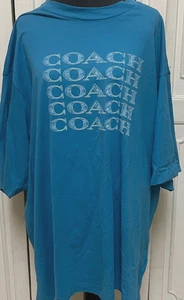 Mens Teal Blue Coach Logo Tee Shirt Size XXL - Picture 1 of 9
