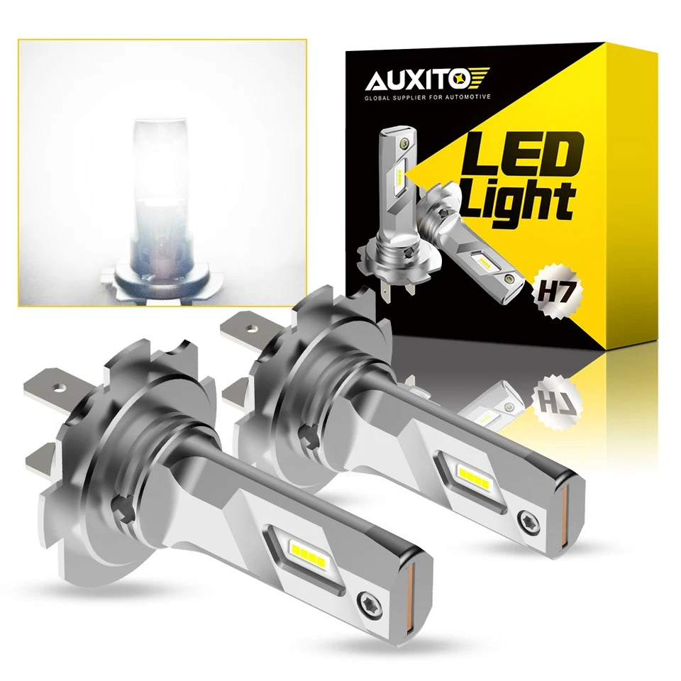 Kit de faros LED AUXITO H7 bombilla de haz alto bajo blanco brillante 6500K Canbus sin ventilador Foto 1 de 4