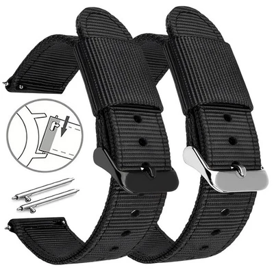 18 | 20 | 22 mm Nylon Textil Ersatz Uhrenarmband Stoff Band Schnellverschluss - Bild 1 von 4
