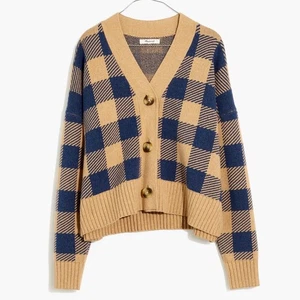 Madewell Bayberry Buffalo Check Cardigan Women's Large - Picture 1 of 6