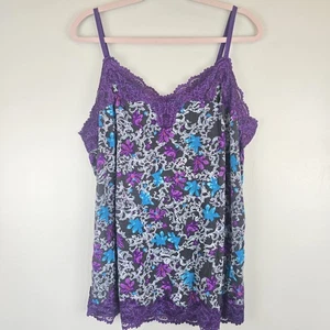 Lane Bryant Women Camisole Sz Sz. 18/29 Multicolor Floral Knit Lace Stretch.E64 - Picture 1 of 13