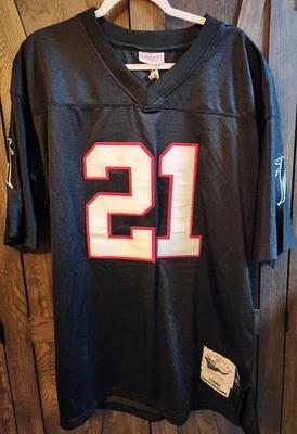 NFL Atlanta Falcons Deion Sanders 21 1990 Throwback Mitchell & Ness Jersey L Negro Foto 1 de 4