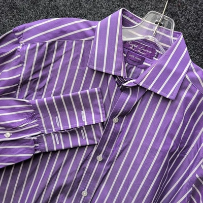 Ralph Lauren Purple Label Shirt Mens 16 35 L Purple Striped French Cuffs England - Image 1 of 4