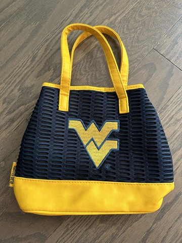 West Virginia Mountaineers Purse Bag Alan Stuart Brand Name Navy Blue Yellow Cover