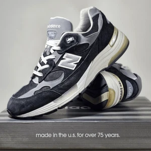 New Balance 992 Made In USA Nero Grigio Uomo 10 Concetti KITH in Scamosciato Discontinuo - Foto 1 di 16
