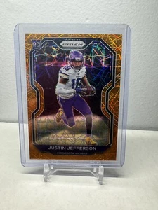 JUSTIN JEFFERSON 2020 PRIZM ORANGE LAZER LASER ROOKIE RC #398 VIKINGS LSU! [- - Picture 1 of 2