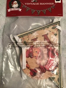 Mr. Christmas Vintage-Style Banner Santa Merry w/ Ribbon 53" Wide Garland - Picture 1 of 3