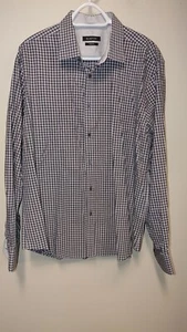 Camisa Bugatchi Para Hombre **TALLA XL** Gris Azul Cuadros Manga Larga Ajuste Forma - Imagen 1 de 4