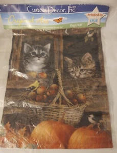 "Welcome Friends" Kittens in the Window Fall House Flag 12"X18" New - Picture 1 of 2