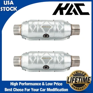 Pair 2.5" Universal EPA Approved Catalytic Converter w/ O2 Ports High Flow New - Picture 1 of 12