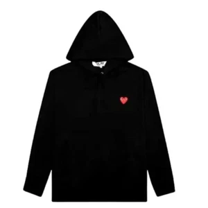 COMME DES GARCONS CDG PLAY BLACK HOODIE WITH RED HEART SIZE MEDIUM - Picture 1 of 6