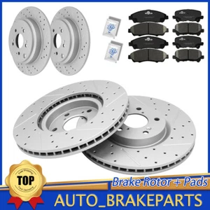 Kit de pastillas de cerámica para rotores de freno traseros delanteros perforados para Honda Pilot Acura MDX ZDX - Imagen 1 de 14