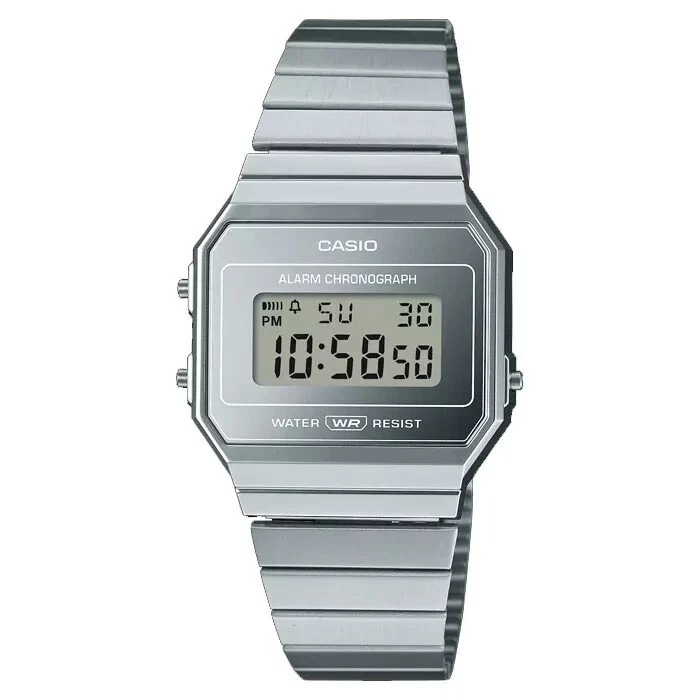 Casio A700WEV-7A | Vintage Classic Slim Digital Watch | Silver Stainless Steel |
