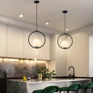 Bar Lamp Glass Pendant Light Room Black Ceiling Light Hotel Chandelier Lighting - Picture 1 of 9