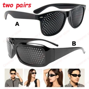 2 Pairs Small hole Glasses Eyes Correction Exercise Eyesight Care Improvement - Picture 1 of 10