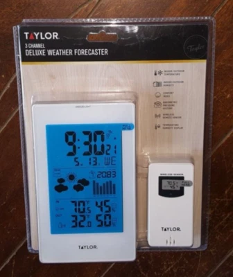 Taylor 3 Channel Deluxe Weather Forecaster -Indoor/Outdoor Temp/Humidity- #1735 - Image 1 of 2