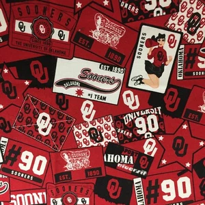 Vintage University of Oklahoma Sooners rot schwarz Baumwollstoff FQ 18" x 21" OOP - Bild 1 von 11