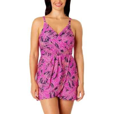 Lands’ End Swim Dress Swimsuit XL UPF 50 UV Purple Adjustable Straps - Image 1 of 2