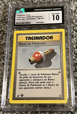 1999 Pokemon 1st Edition Base Set Portuguese Poké Flute 86/102 CGC 10 Top Pop 2 - Image 1 of 2