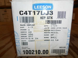 #10 LEESON 100210.00, 1/3hp, 3ph, 1725rpm, S56, ODP, Resiliant Motor - Picture 1 of 2