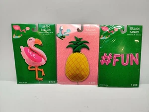 Hawaiian Luau Tropical Theme Party Lot of 3 Foil Balloon Pineapple #Fun Flamingo - Picture 1 of 7