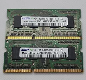 Samsung 2x 1GB 1Rx8 PC3-8500S-07-10-B1 Laptop Memory, Mac Compatible - Picture 1 of 2