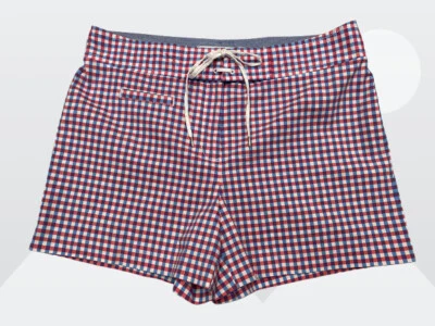 Pantalones cortos vintage 02 Tommy Hilfiger para mujer rojos blancos y azules a cuadros con cordones talla 8 Foto 1 de 4