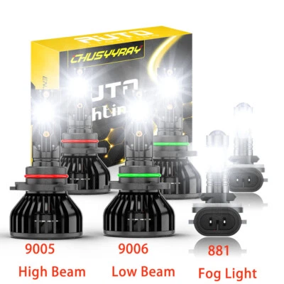 For Chevrolet S10 2000-2004 9005 9006 881 LED Headlight Fog Lights Bulbs Kit 6X - Image 1 of 4