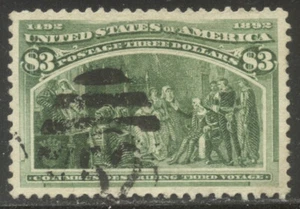 U.S. #243 Used XF/SUP GEM w/ Cert - 1893 $3.00 Columbian - Picture 1 of 2