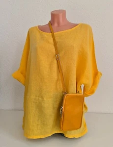 Große Handytasche Umhängetasche Schultertasche Leder Cross Body Bag Senfgelb - Bild 1 von 4