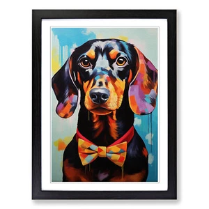Dachshund Modern Framed Canvas Wall Art Print Poster Picture, Home Decor - Picture 1 of 8