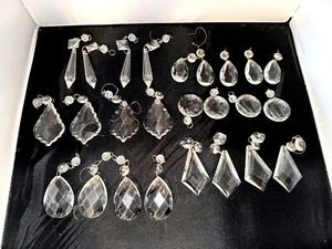 25 Huge Lot over 2.5 Lbs Vintage Cut Crystal Glass Prisms Chandelier Lamp Parts - Picture 1 of 8