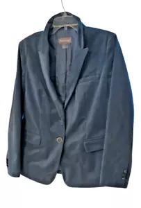 Vintage 1970's/1980's Faux Suede Blue Lined Blazer Jacket Coat Women's size 10 - Picture 1 of 8