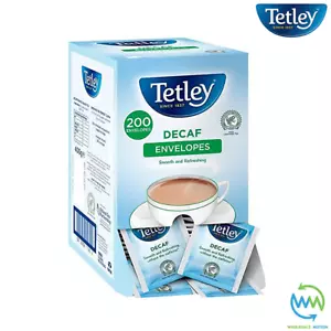 TETLEY DECAF Tea Bags SACHETS Individual ENVELOPED Tagged Bag 100% BLACK Pack - Picture 1 of 2