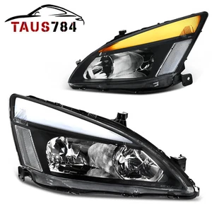 Par de faros secuenciales Switchback carcasa negra para Honda Accord 2003-2007 - Imagen 1 de 8