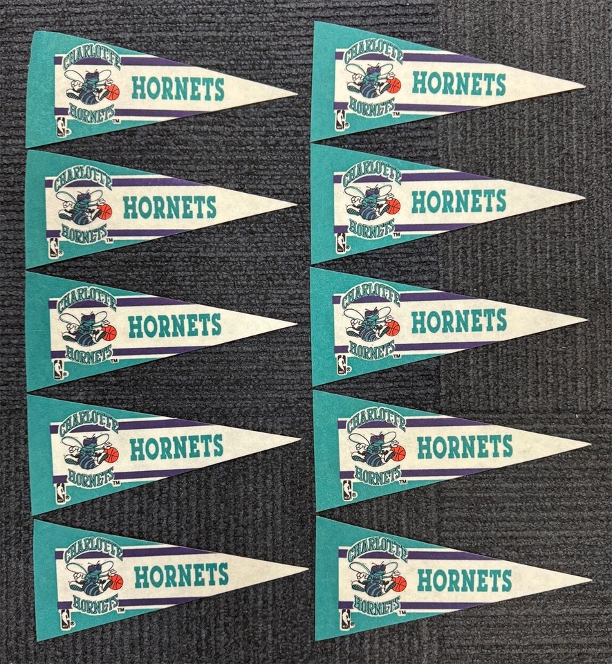 10 Pennant Lot of Charlotte Hornets 4x9 Felt Mini Basketball Pennants - Image 1 of 1