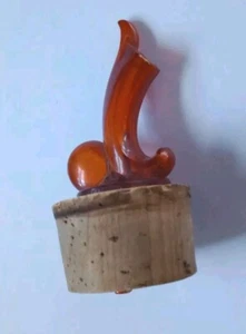 Vintage großer breiter Korken Schnaps Krug Flaschenverschluss orange Kunststoff Ausgießer - Bild 1 von 9