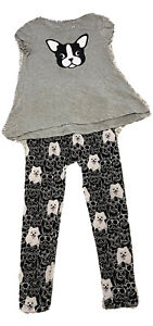Justice Girl's Size 12 Puppy Printed Leggings & Graphic Tee