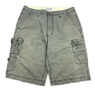 Vintage 90s Faded Cargo Shorts Mens 36 Cotton Grunge Baggy Casual Y2K Green - Image 1 of 4