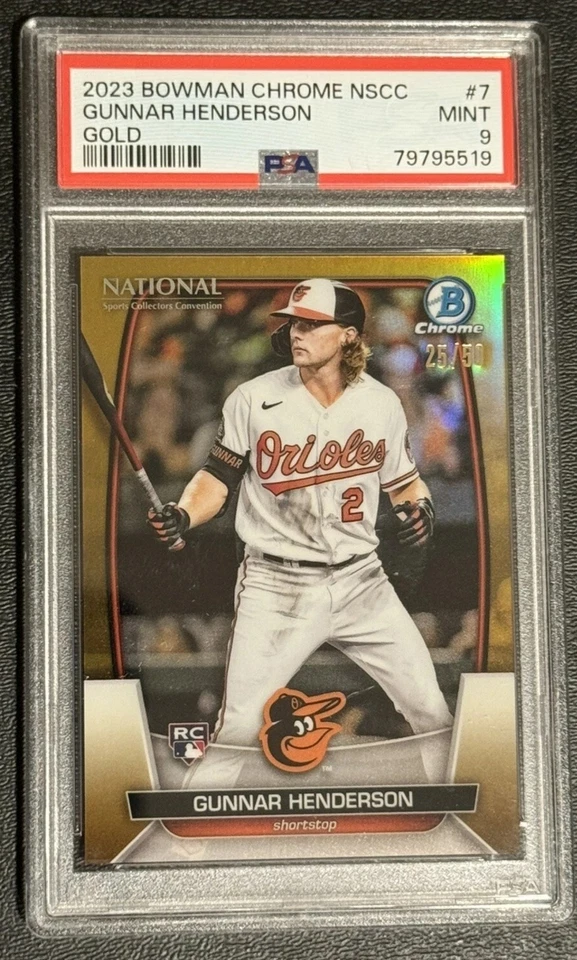 Gunnar Henderson 2023 Bowman Chrome NSCC Exclusive GOLD /50 Refractor PSA 9 - Image 1 of 1