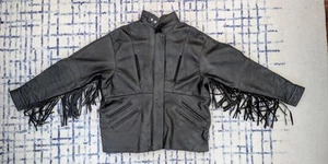 Chaqueta de cuero con flecos occidentales para hombre estilo nativo americano abrigo de motociclista negro retro - Imagen 1 de 8