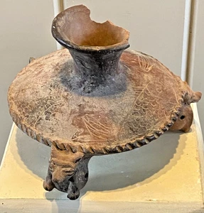 Präkolumbianisches Artefakt Keramik Keramik Poly-Chrom Figur Dreibein Schale Indigene - Bild 1 von 13