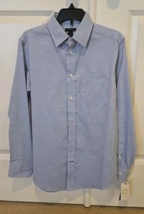 NEW TOMMY HILFIGER LONG SLEEVE CLASSIC COTTON BLEND DRESS SHIRT BLUE SIZE 14 - Picture 1 of 5