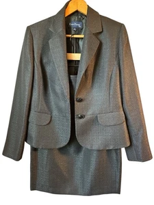 EVAN-PICONE 2 Piece Formal Black Skirt Suit Sz 10 Black Tie Suit Business - Picture 1 of 13