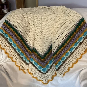 Large Handmade Crocheted Shawl - Picture 1 of 3
